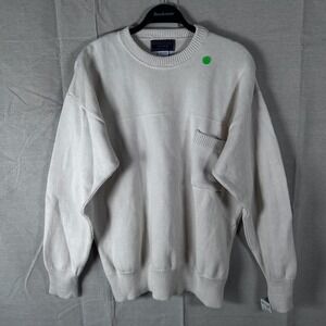 Vintage United States Sweaters Cream Ribbed Knit  Pullover Sweater Men's L